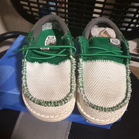 Hey Dude Kids Wally Tri Sport Mesh Sneakers - Green/White/Gray, Size 9C - Picture 3 of 5